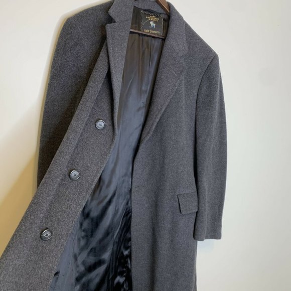 Hart Schaffner & Marx Cashmere Overcoat XL Gray Knee Length Gold Trumpeter - Picture 5 of 7